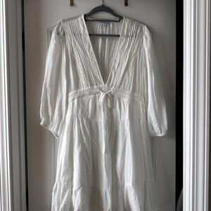 Baltic Born White Lace-Trim V-Neck Dress